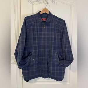 Vintage Men’s Izod Luxury Sport Navy Plaid Lined Jacket Sz XL
